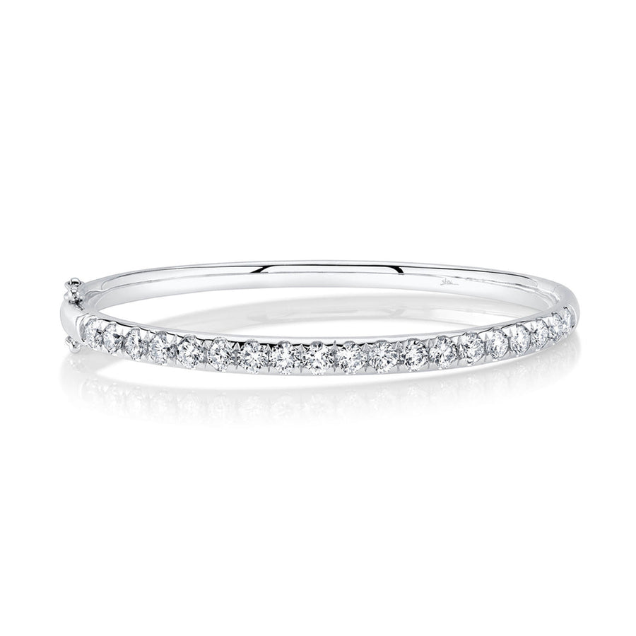 Shy Creation Diamond Bangle in 14 karat white gold with diamonds totaling 3.04 carats.