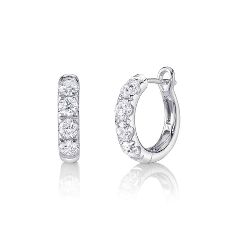 Shy Creation Diamond Hoop Earrings 1.75 CT-Shy Creation Diamond Hoop Earrings in 14 karat white gold with diamonds totaling 1.75 CT.