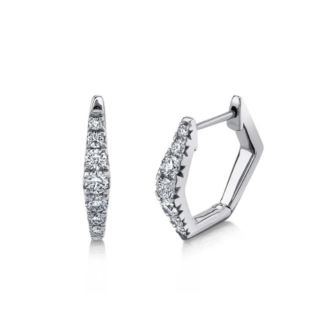 Shy Creation Mini Hoop Diamond Earrings 0.49 CT-Shy Creation Mini Hoop Diamond Earrings in 14 karat white gold with diamonds totaling 0.49 carats.