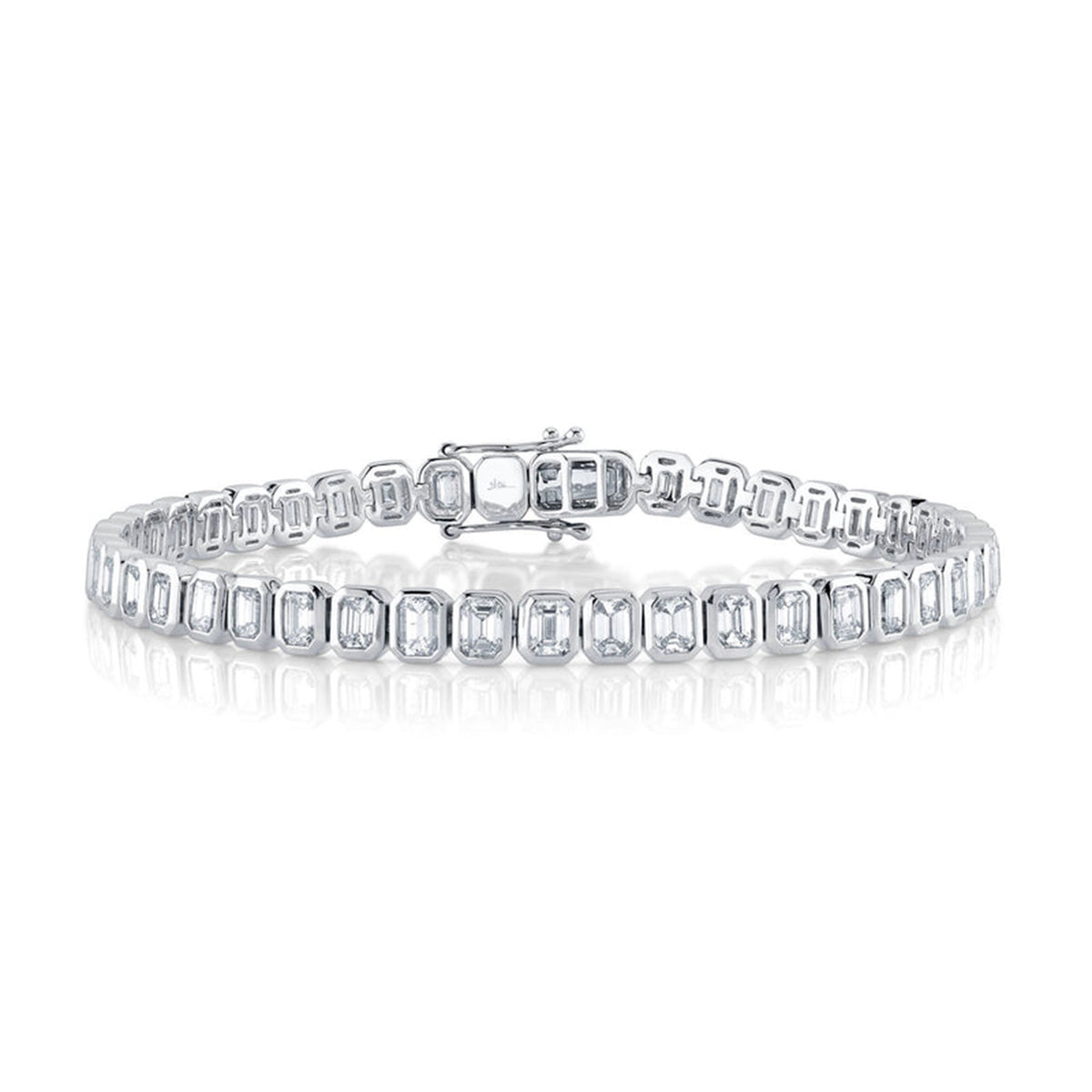 Shy Creation Emerald Cut Diamond Bezel Tennis Bracelet 6.62 CT