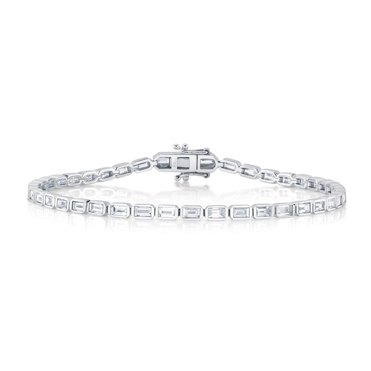 Shy Creation Diamond Baguette Bezel Tennis Bracelet 2.20 CT