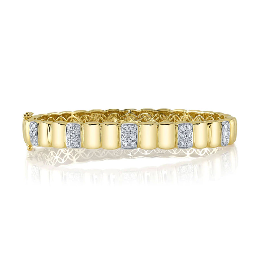 Shy Creation Diamond Bangle in 14 karat yellow gold with diamonds totaling 0.79 carats.