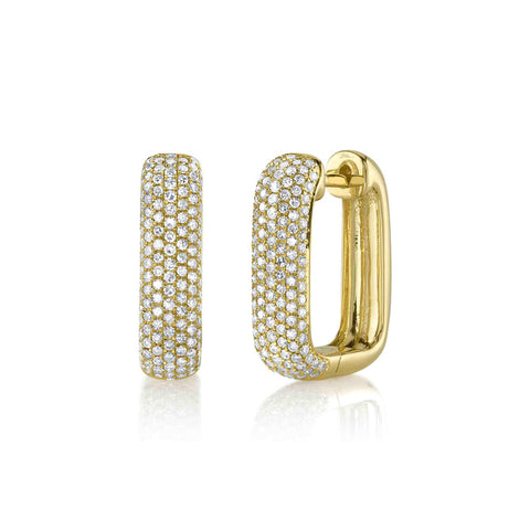 Shy Creation Diamond Pave Rectangle Hoop Earrings 0.59 CT-Shy Creation Diamond Pave Rectangle Hoop Earrings 0.59 CT