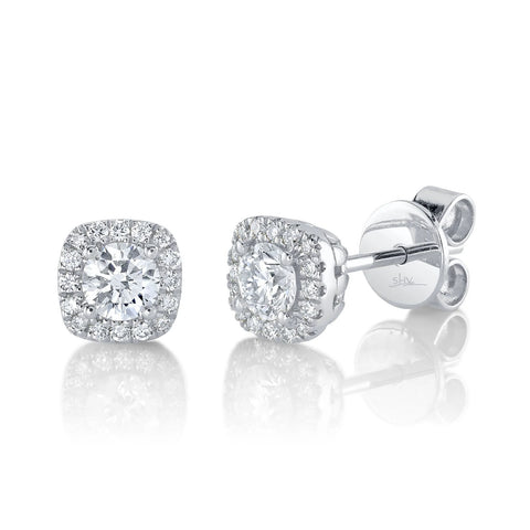 Shy Creation Diamond Stud Earrings 0.61 CT-Shy Creation Diamond Stud Earrings in 14 karat white gold with diamonds totaling 0.61 carats.