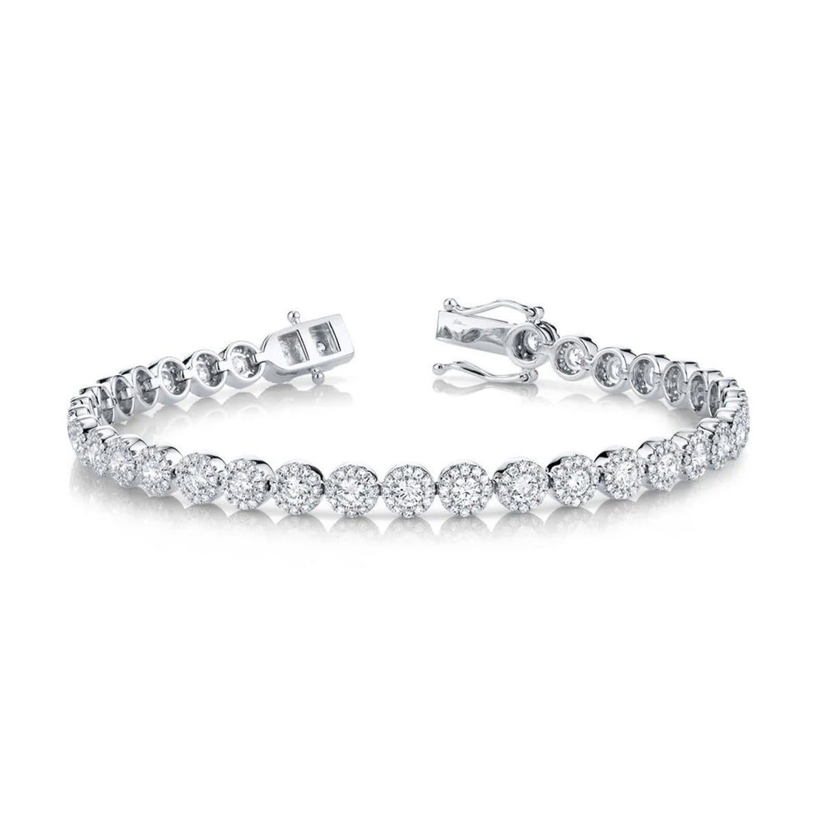Shy Creation Diamond Line Bracelet in 14 karat white gold with diamonds totaling 3.79 carats.