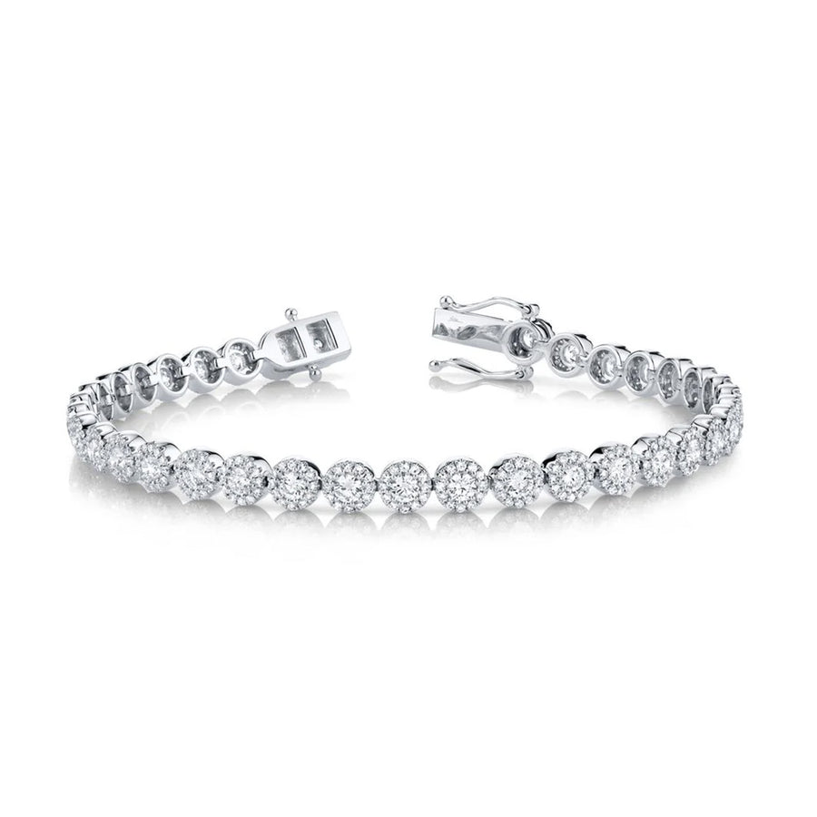 Shy Creation Diamond Line Bracelet in 14 karat white gold with diamonds totaling 3.79 carats.