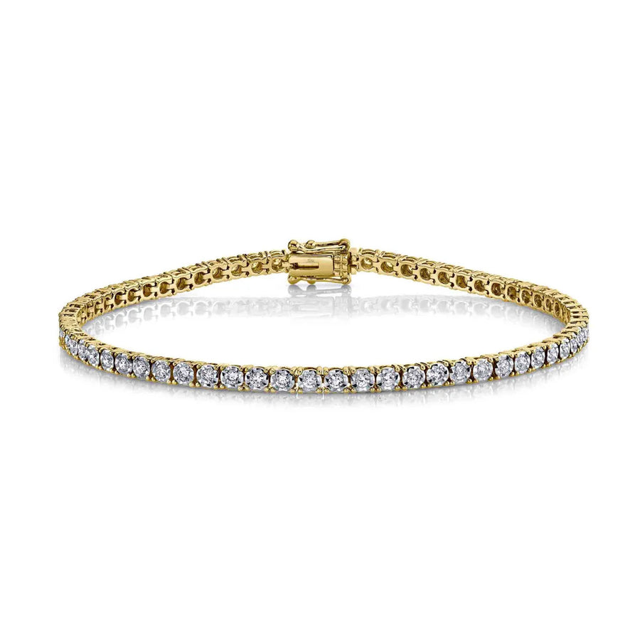 Shy Creation Diamond Tennis Bracelet in 14 karat yellow gold with diamonds totaling 1.00 carats.