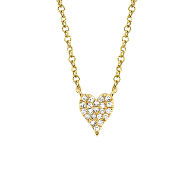 Shy Creation Diamond Heart Necklace 0.05 CT-Shy Creation Diamond Heart Necklace in 14 karat yellow gold with diamonds totaling 0.05 carats.