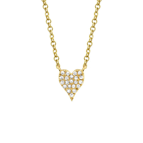 Shy Creation Diamond Heart Necklace 0.05 CT-Shy Creation Diamond Heart Necklace in 14 karat yellow gold with diamonds totaling 0.05 carats.