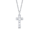 Shy Creation Diamond Baguette Cross Necklace 0.17 CT-Shy Creation Diamond Baguette Cross Necklace in 14 karat white gold with diamonds totaling 0.17 carats.