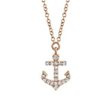 Shy Creation Diamond Anchor Necklace 0.07 CT-Shy Creation Diamond Anchor Necklace in 14 karat rose gold with diamonds totaling 0.07 carats.