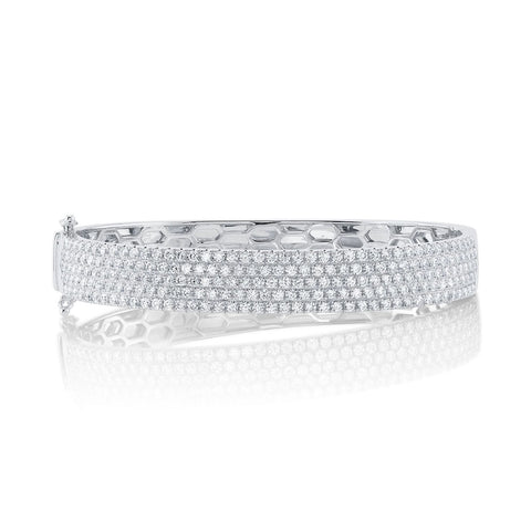 Shy Creation Diamond Pave Bangle 3.82 CT-Shy Creation Diamond Pave Bangle in 14 karat white gold with diamonds totaling 3.82 carats.