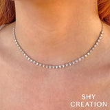 Shy Creation Diamond Pear Tennis Necklace 2.74 CT-Shy Creation Diamond Pear Tennis Necklace in 14 karat white gold with diamonds totaling 2.74 carats with adjustable chain.