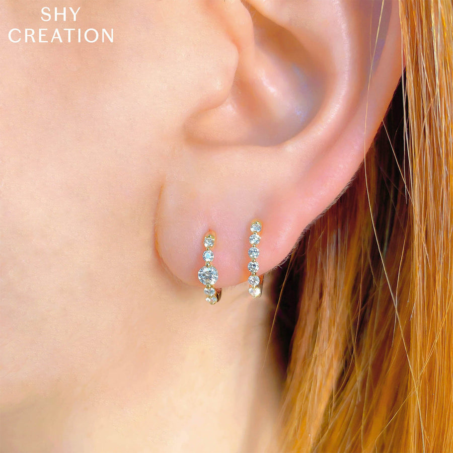 Shy Creation Diamond Huggie Earrings - SC55021757