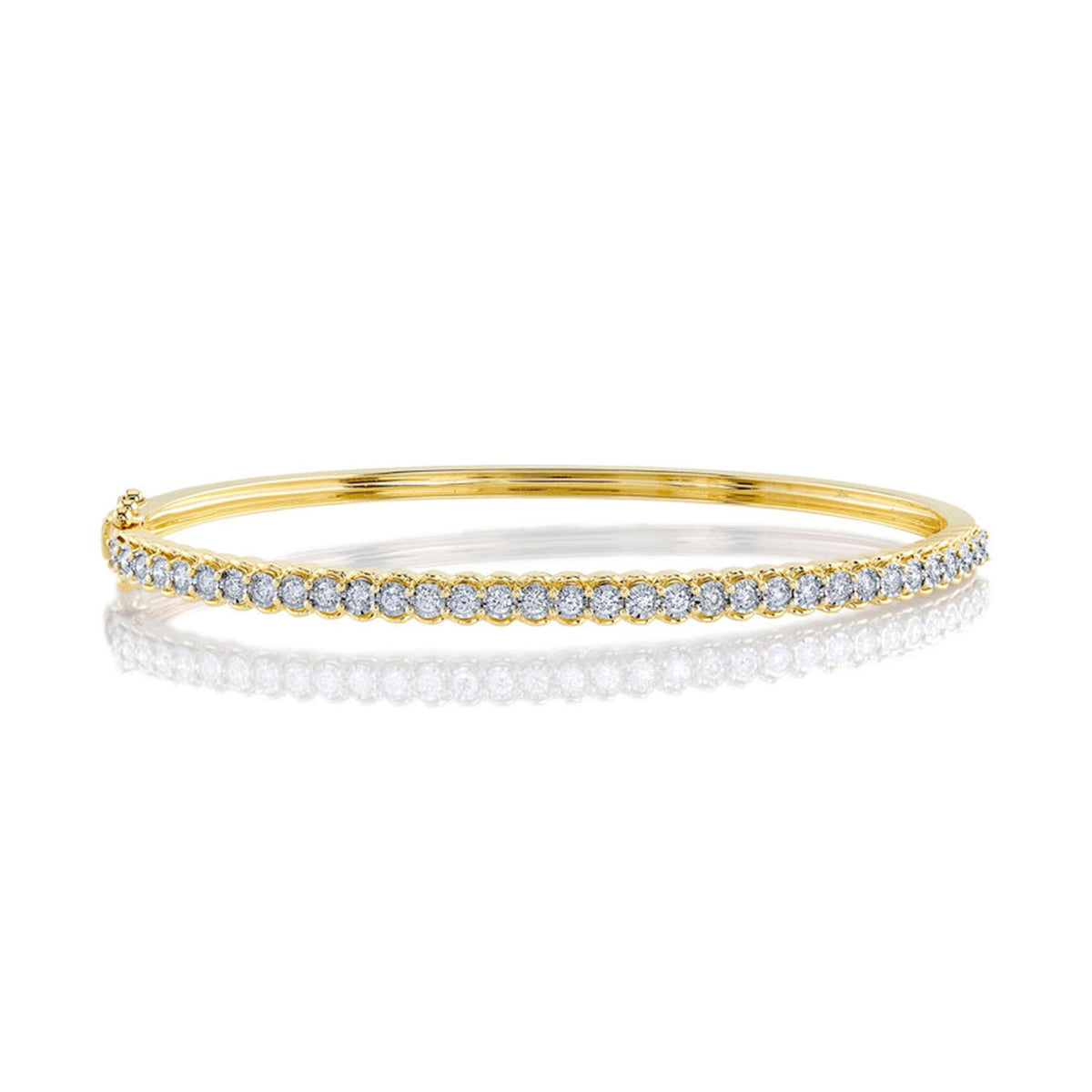 Shy Creation Diamond Bangle in 14 karat yellow gold with diamonds totaling 0.65 carats.