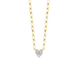 Shy Creation Diamond Heart Paper Clip Necklace 0.41 CT-Shy Creation Diamond Heart Paper Clip Necklace in 14 karat yellow gold with diamonds totaling 0.41 carats.