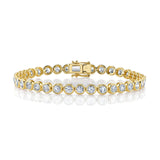 Shy Creation Diamond Bezel Tennis Bracelet 7.00 CT-Shy Creation Diamond Bezel Tennis Bracelet in 14 karat yellow gold with diamonds totaling 7.00 carats.
