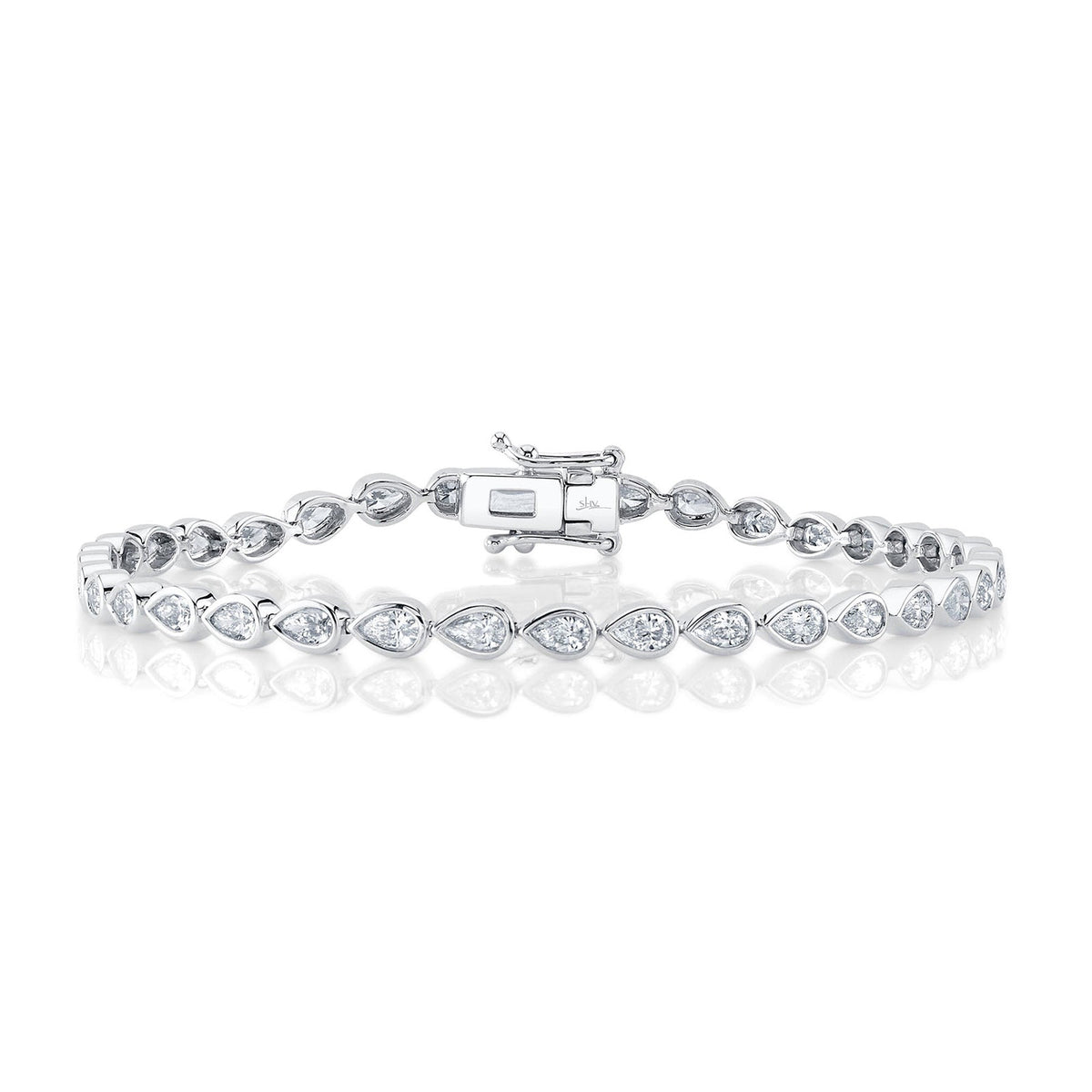 Shy Creation Pear Cut Diamond Bezel Tennis Bracelet 2.71 CT