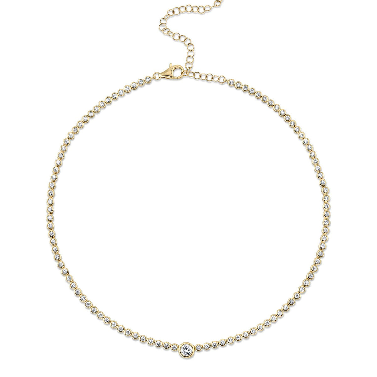 Shy Creation Diamond Bezel Tennis Necklace 2.89 CT