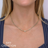 Shy Creation Diamond Bezel Tennis Necklace 2.89 CT-Shy Creation Diamond Bezel Tennis Necklace 2.89 CT