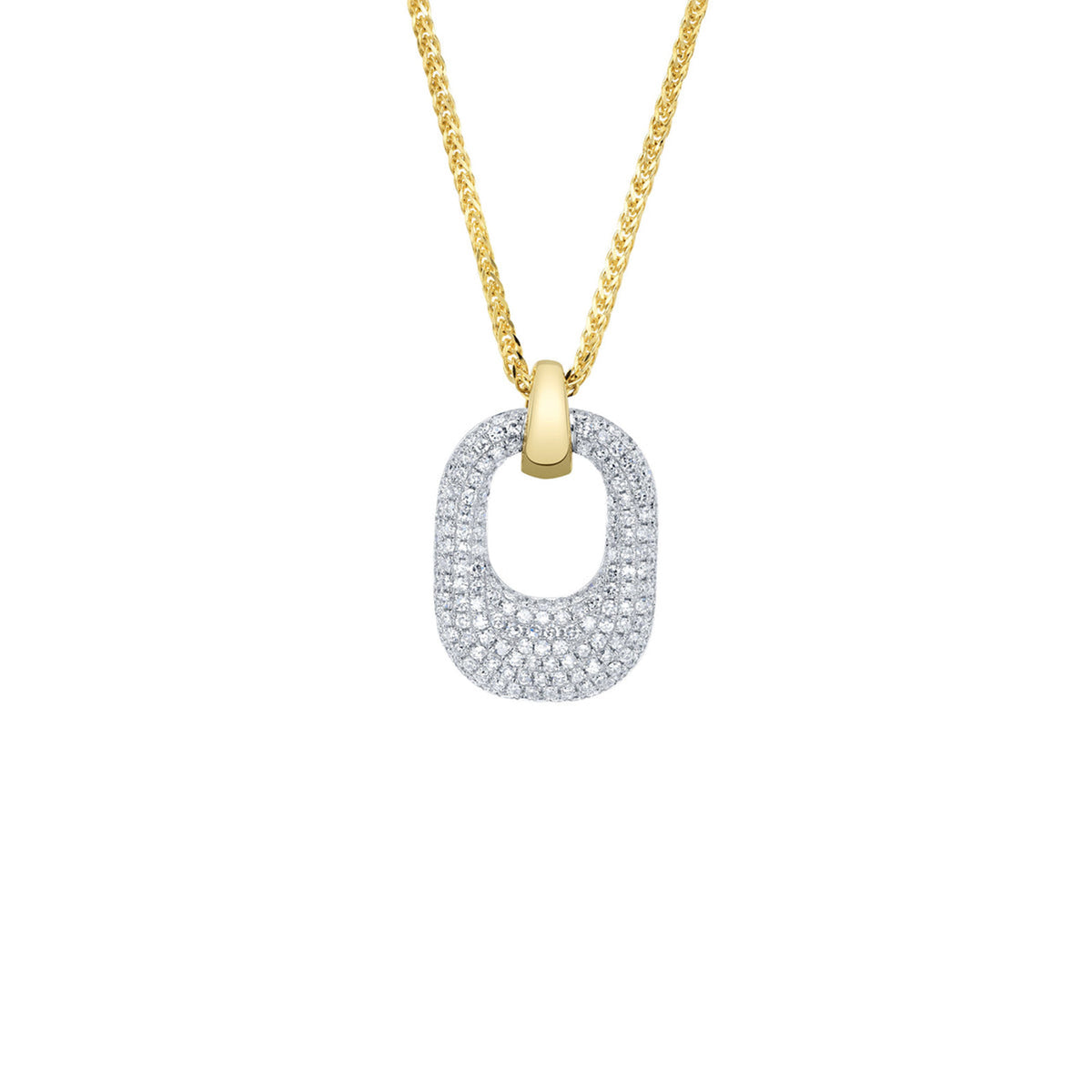 Shy Creation Diamond Pave Chopin Chain Necklace 0.37 CT