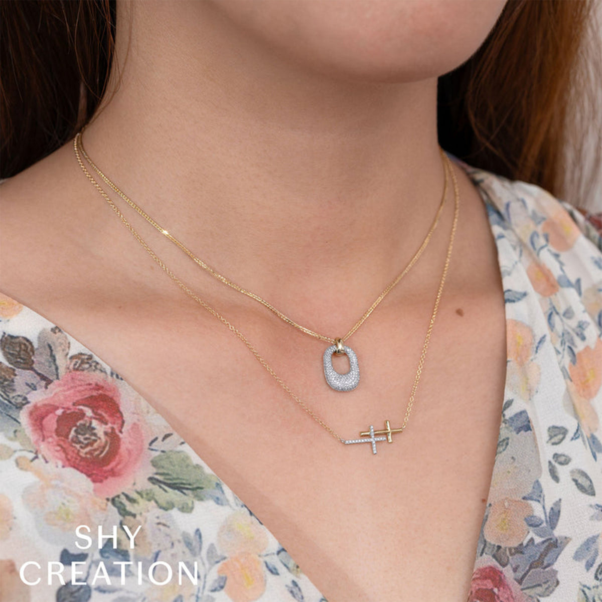 Shy Creation Diamond Pave Chopin Chain Necklace 0.37 CT