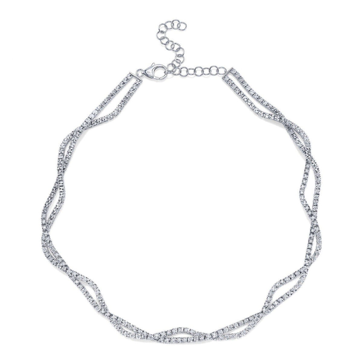 Shy Creation Diamond Twisted Double Strand Necklace 2.53 CT