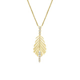 Shy Creation Diamond Feather Matte Chopin Chain Necklace 0.22 CT-Shy Creation Diamond Feather Matte Chopin Chain Necklace 0.22 CT