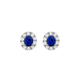 Oval Brilliant Cut Sapphire Diamond Halo Stud Earrings-Oval Brilliant Cut Sapphire Diamond Halo Stud Earrings