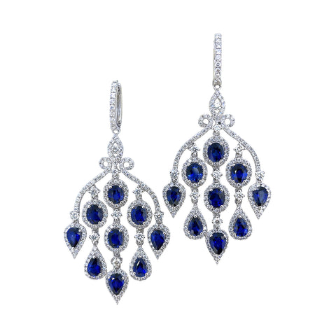 Sapphire and Diamond Chandelier Earrings-Sapphire and Diamond Chandelier Earrings