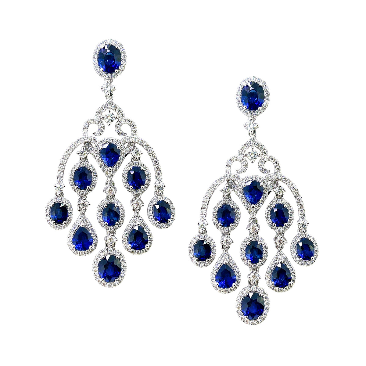 Sapphire and Diamond Chandelier Earrings