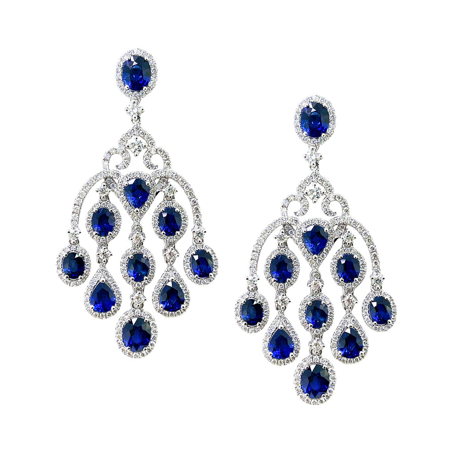 Sapphire and Diamond Chandelier Earrings