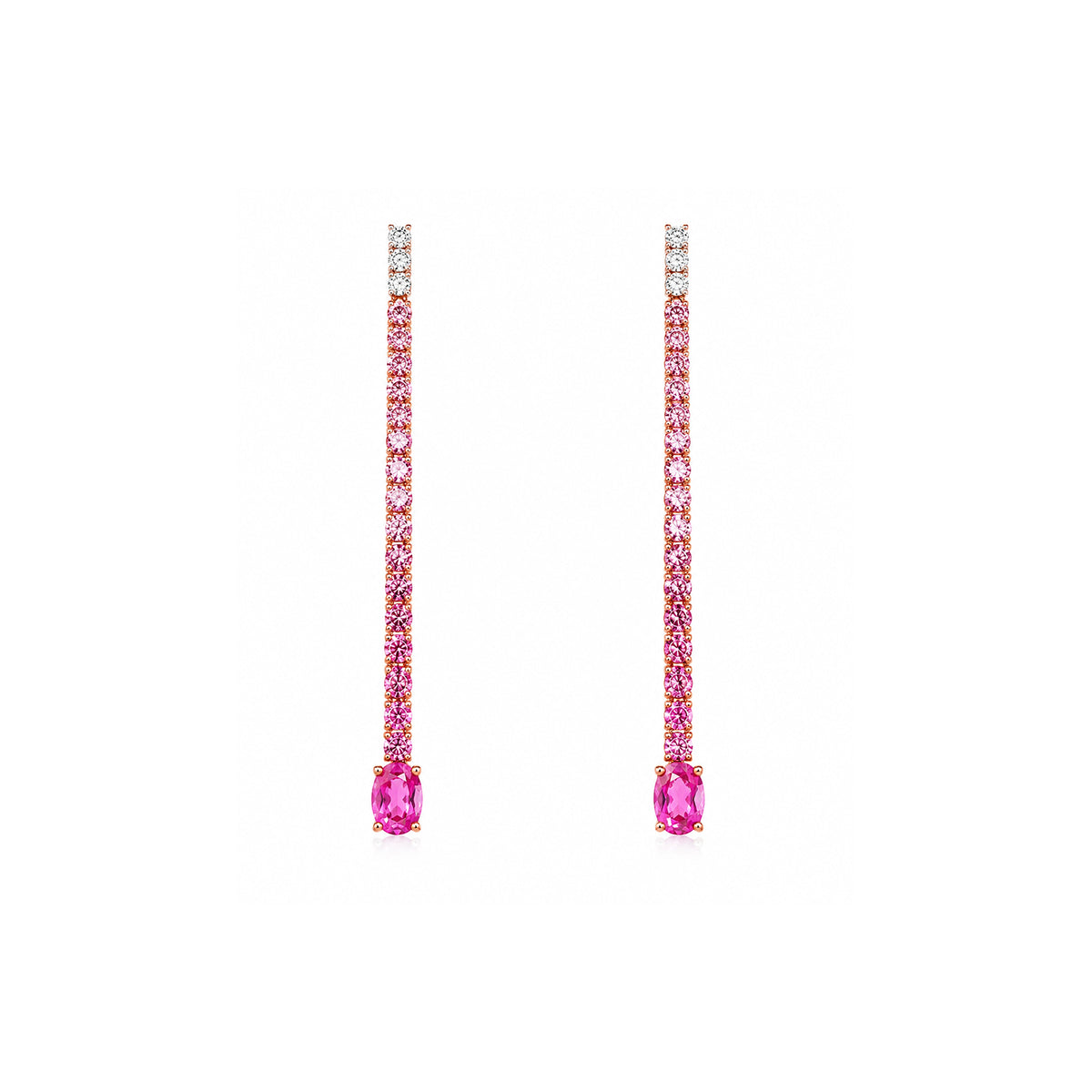 Pink Sapphire Diamond Gradient Duster Earrings