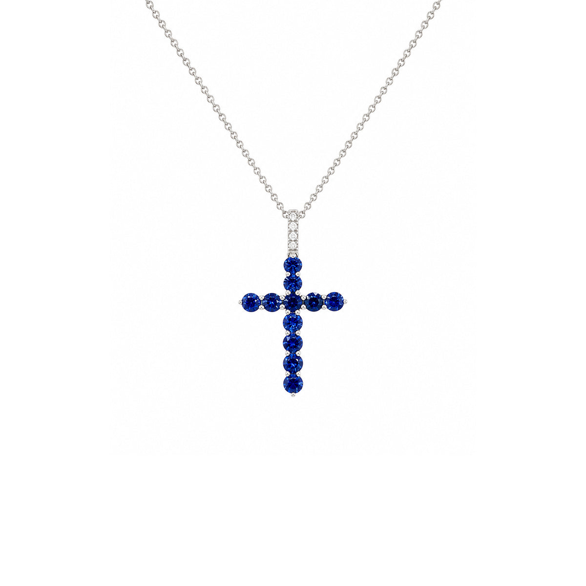 Sapphire Diamond Cross Necklace
