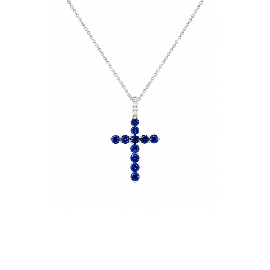 Sapphire Diamond Cross Necklace