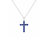Sapphire Cross Necklace-Sapphire Diamond Cross Necklace