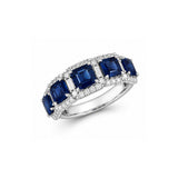 Cushion Cut Blue Sapphire and Diamond Halo Band-Cushion Cut Blue Sapphire and Diamond Halo Band