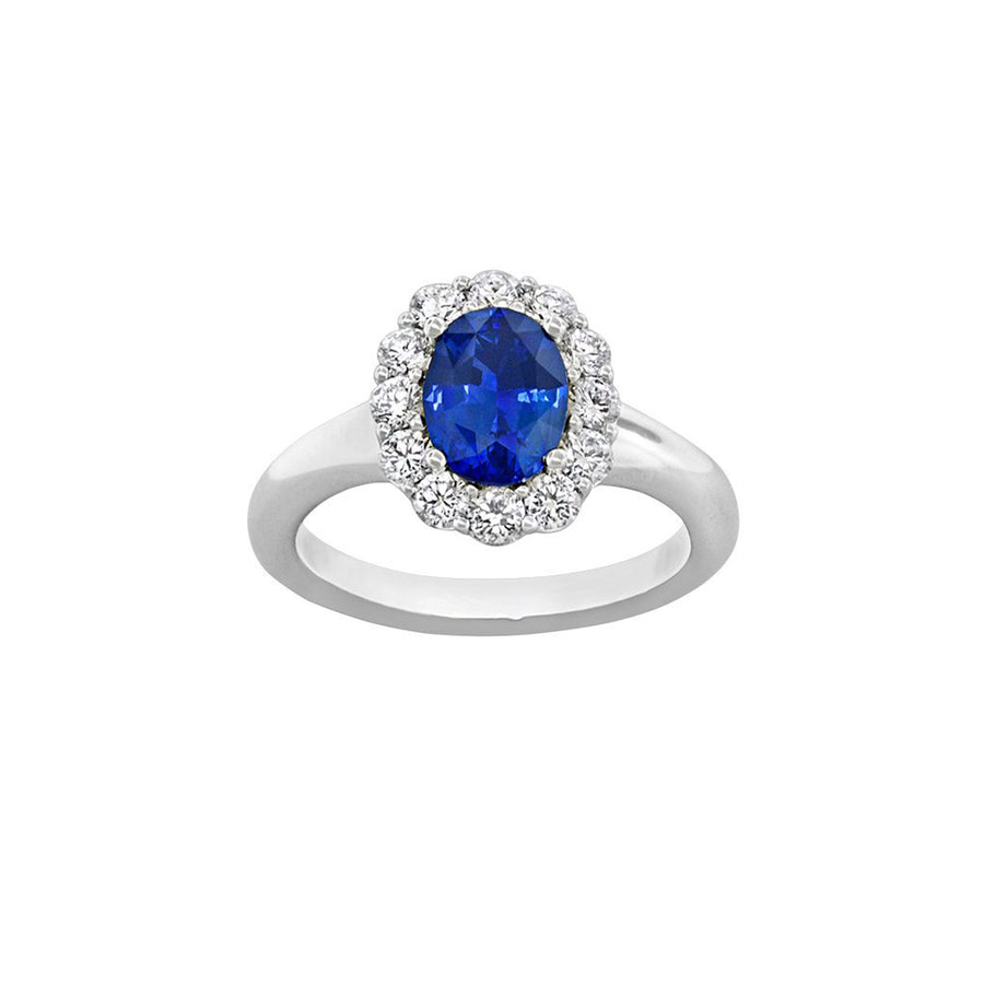 Oval Brilliant Cut Sapphire Diamond Halo Ring