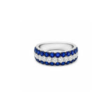 Blue Sapphire and Diamond Pavé Halfway Band-Blue Sapphire and Diamond Pavé Halfway Band