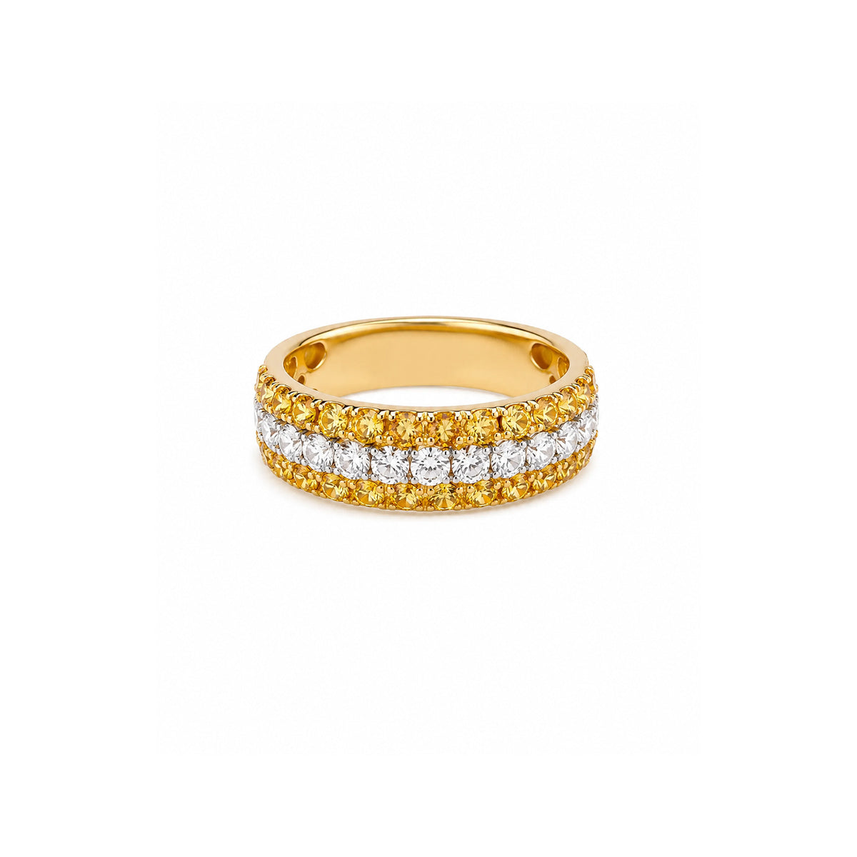 Yellow Sapphire Diamond Halfway Band