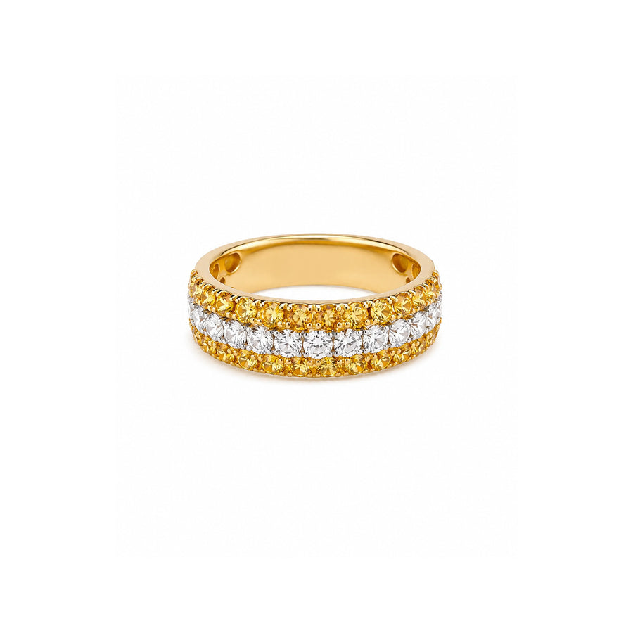 Yellow Sapphire Diamond Halfway Band