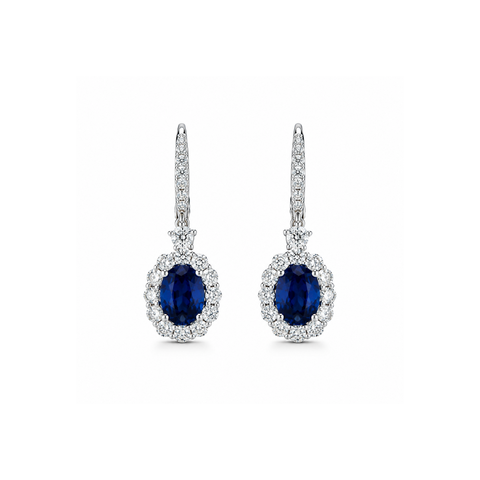 Sapphire Diamond Earrings-Sapphire Diamond Earrings