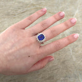Tanzanite Diamond Halo Ring-Tanzanite Diamond Halo Ring