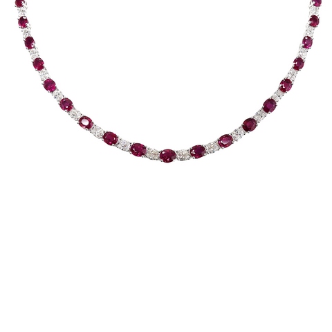 Ruby Diamond Necklace-Ruby Diamond Necklace RNUJD00208