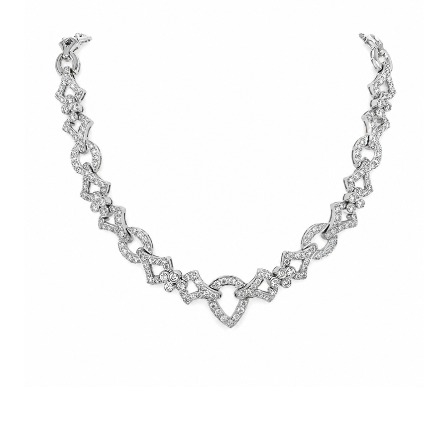Geometric Openwork Diamond Link Necklace