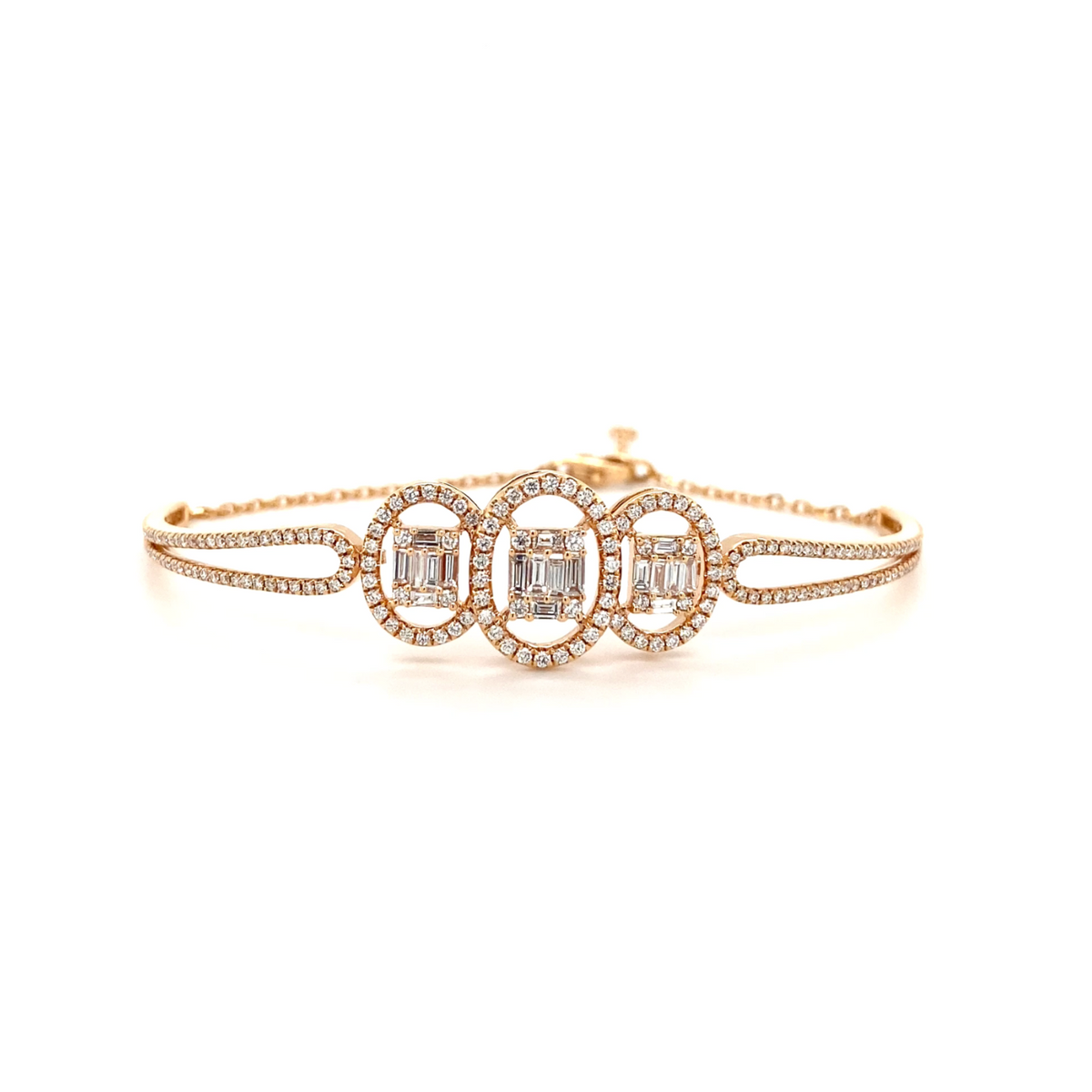  three oval diamond cluster bangle