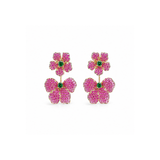 Ruby and Pink Sapphire Flower Earrings-Ruby and Pink Sapphire Flower Earrings