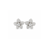Diamond Flower Earrings-18 karat white gold diamond flower stud earrings.