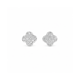 Diamond Clover Earrings-18 karat white gold diamond clover stud earrings.