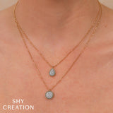 Shy Creation Pave Circle Faceted Ball Chain Necklace 0.41 CT-Shy Creation Pave Circle Faceted Ball Chain Necklace 0.41 CT